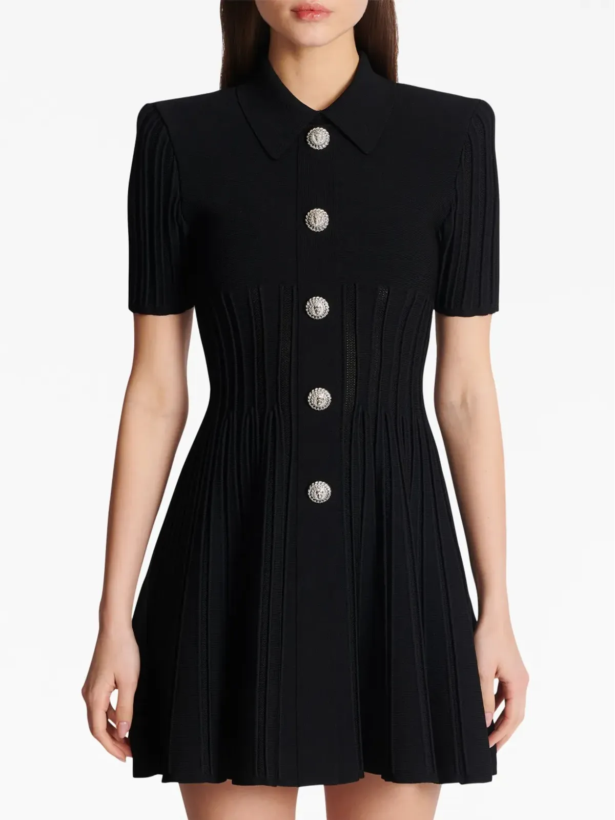 Balmain フレアリブ編みミニドレス - 画像5