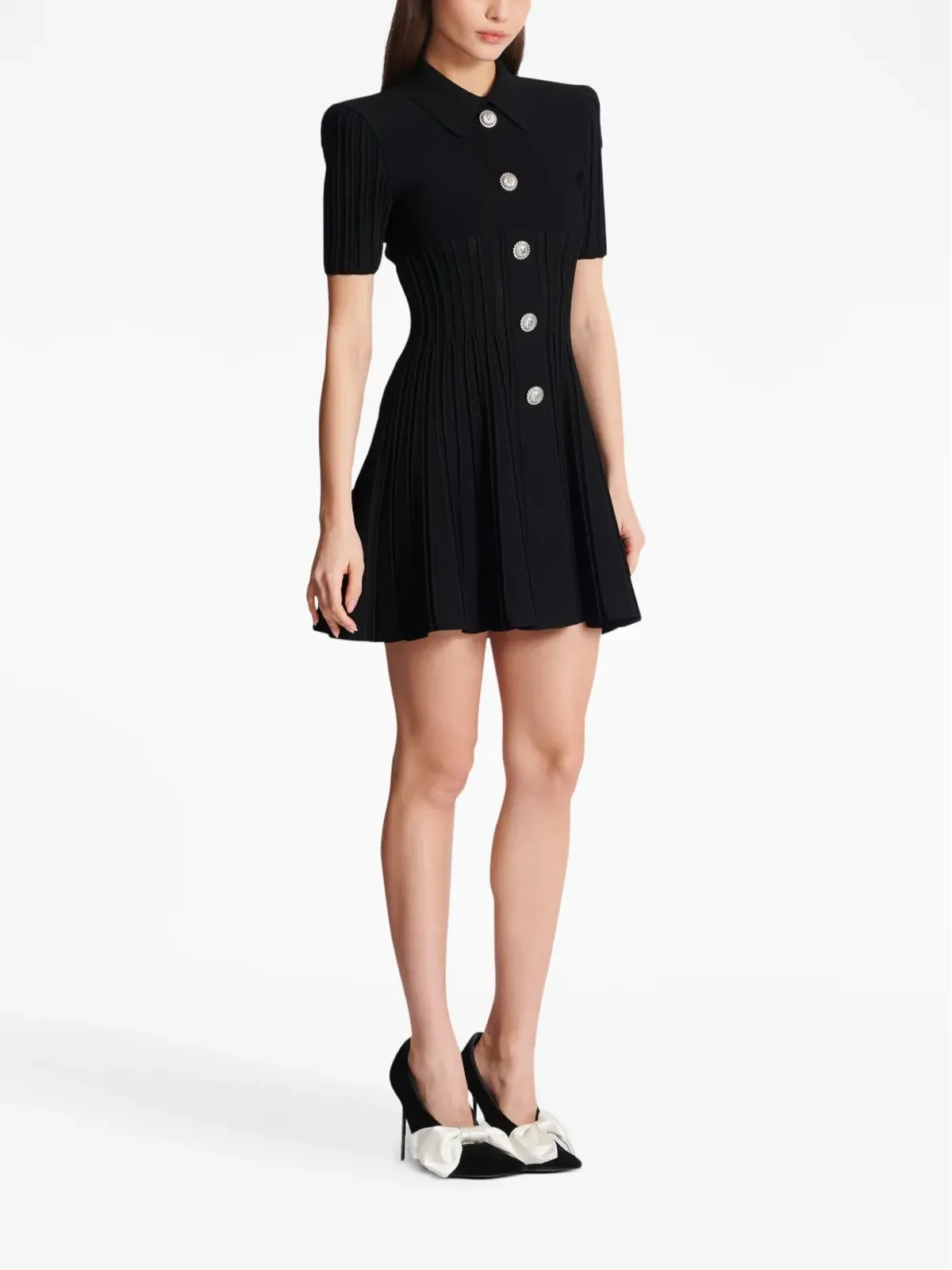 Balmain フレアリブ編みミニドレス - 画像3