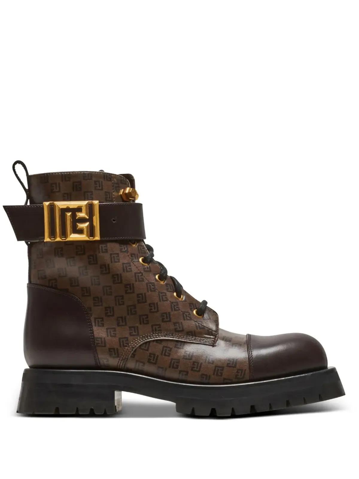 Balmain Romy Ranger monogram ankle boots - Brown - 画像1
