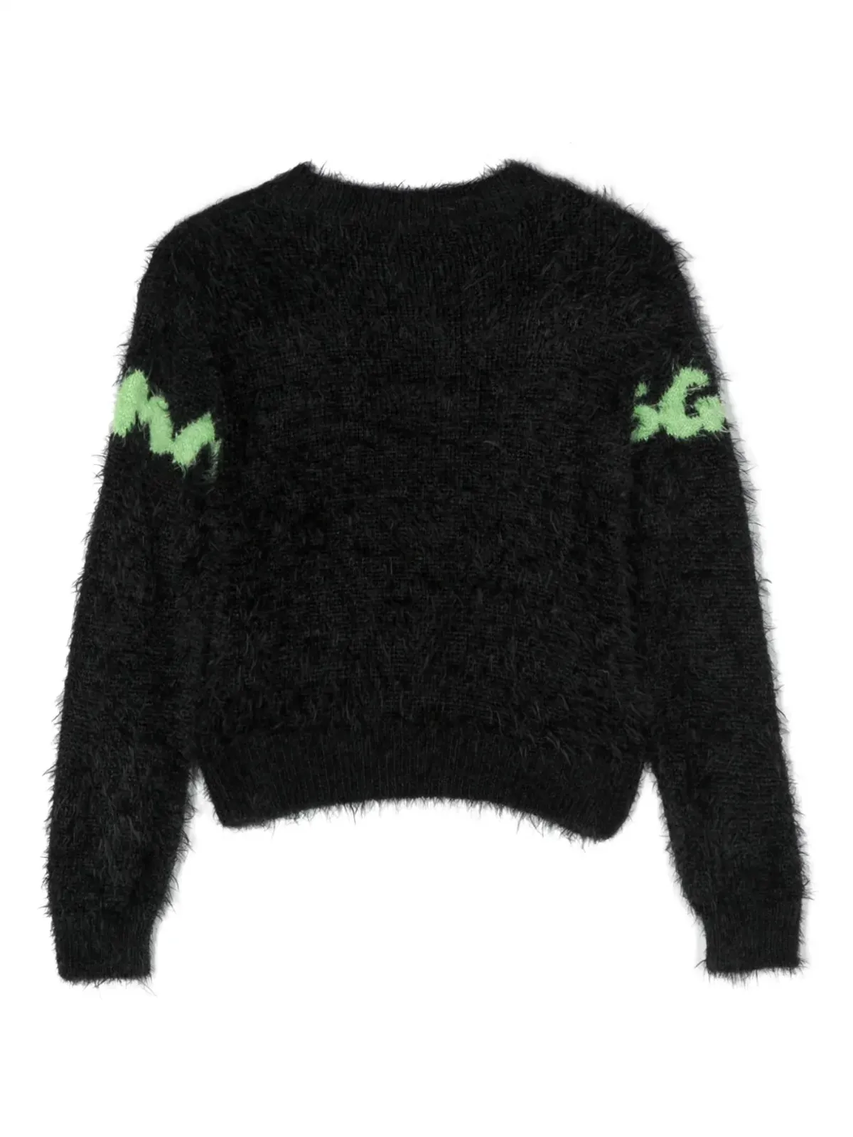 MSGM Kids ロゴ入りインターシャニット ブラッシュド ジャンパー - ブラック - 画像2