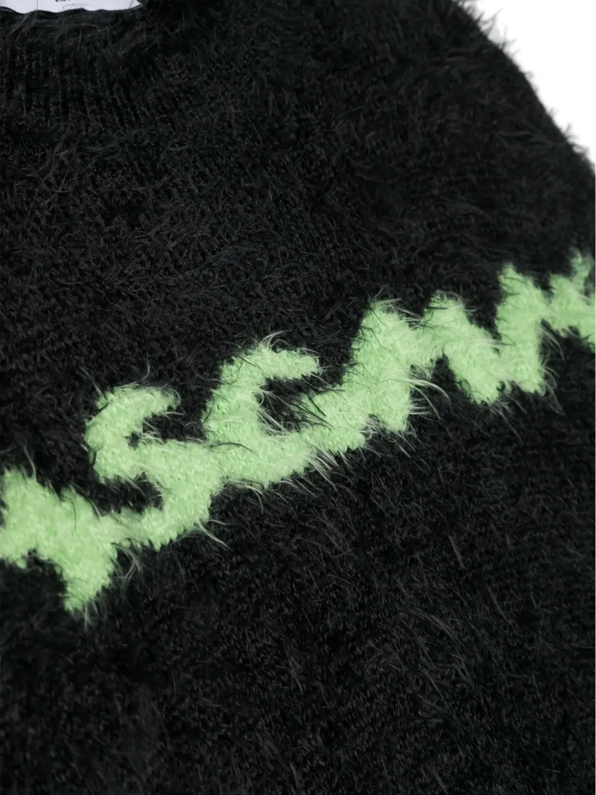 MSGM Kids ロゴ入りインターシャニット ブラッシュド ジャンパー - ブラック - 画像3
