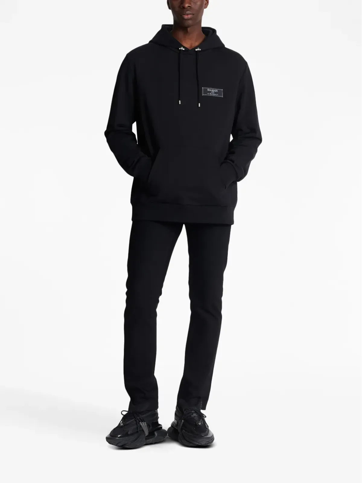 Balmain ロゴパッチ コットン パーカー - 画像2