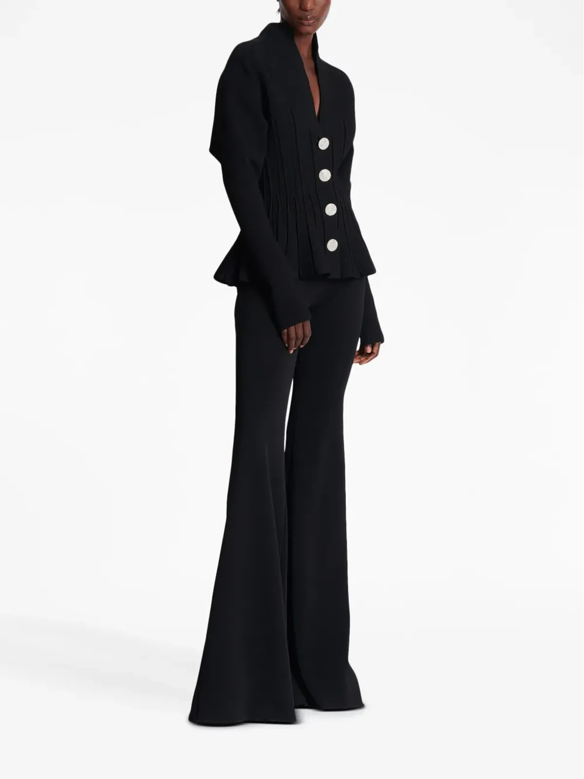 Balmain リブニットプリーツカーディガン - 画像3