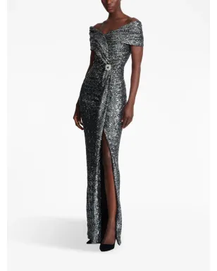 Balmain オフショルダースパンコール装飾ガウン - サムネイル3