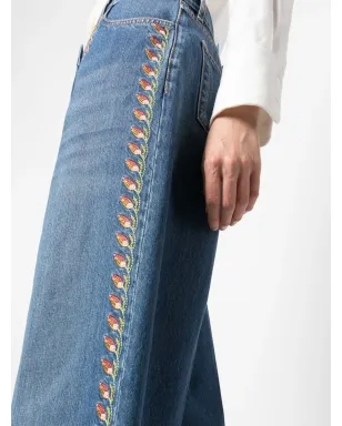 ETRO 花柄刺繍デニムのワイドレッグ キュロット - サムネイル5