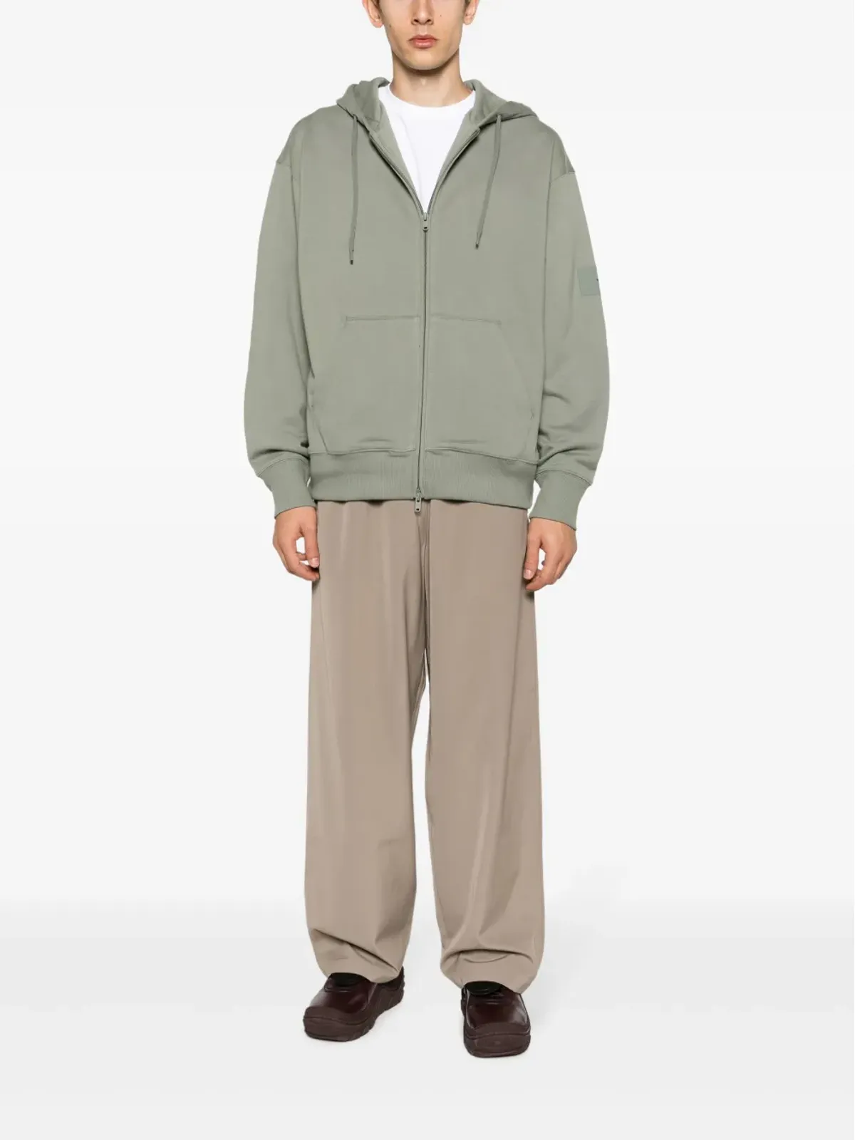 Y-3 ジップアップ オーガニックコットン フーディー（グリーン） - 画像2