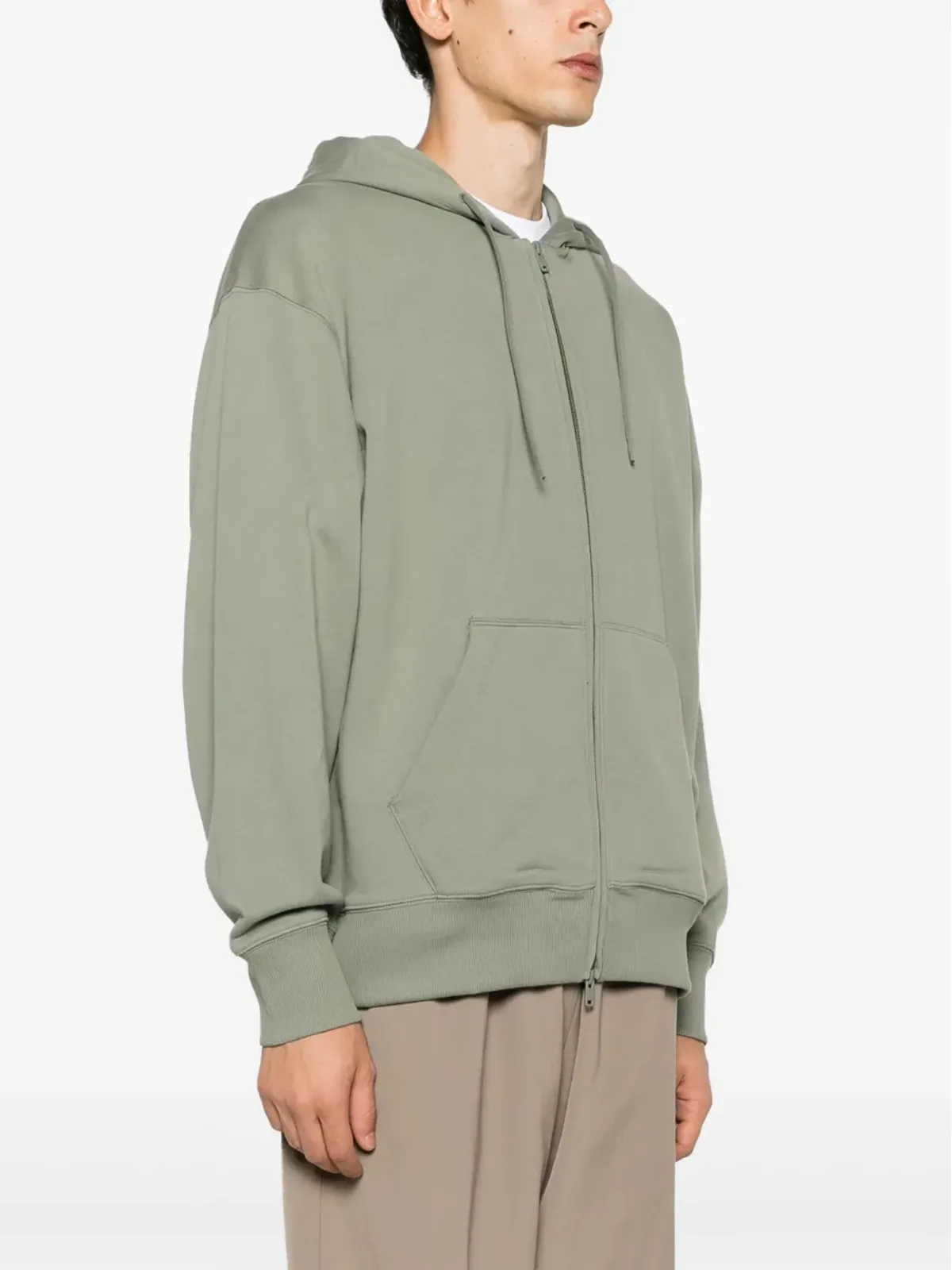Y-3 ジップアップ オーガニックコットン フーディー（グリーン） - 画像3