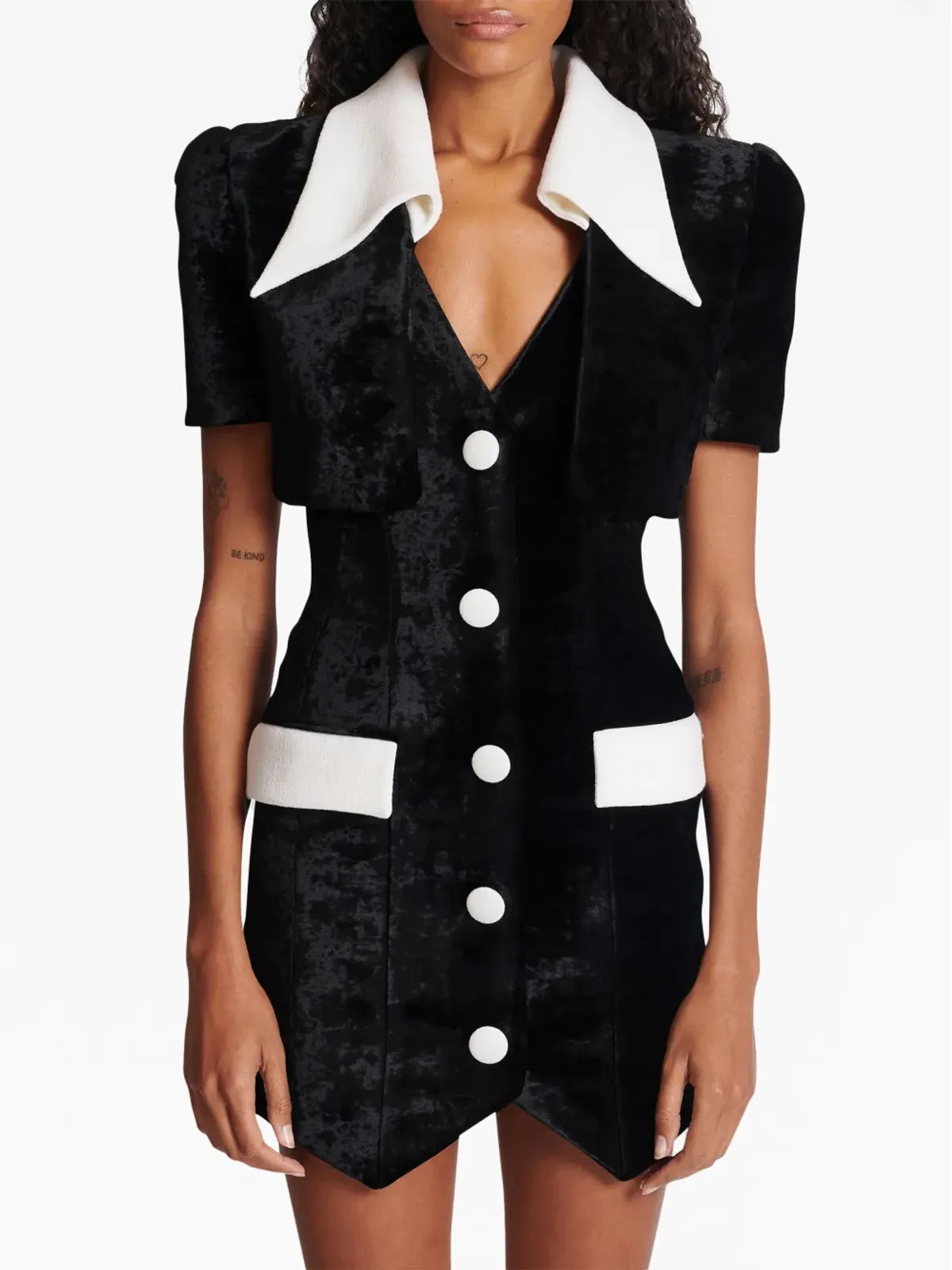 Balmain テーラードベルベットミニドレス - 画像5