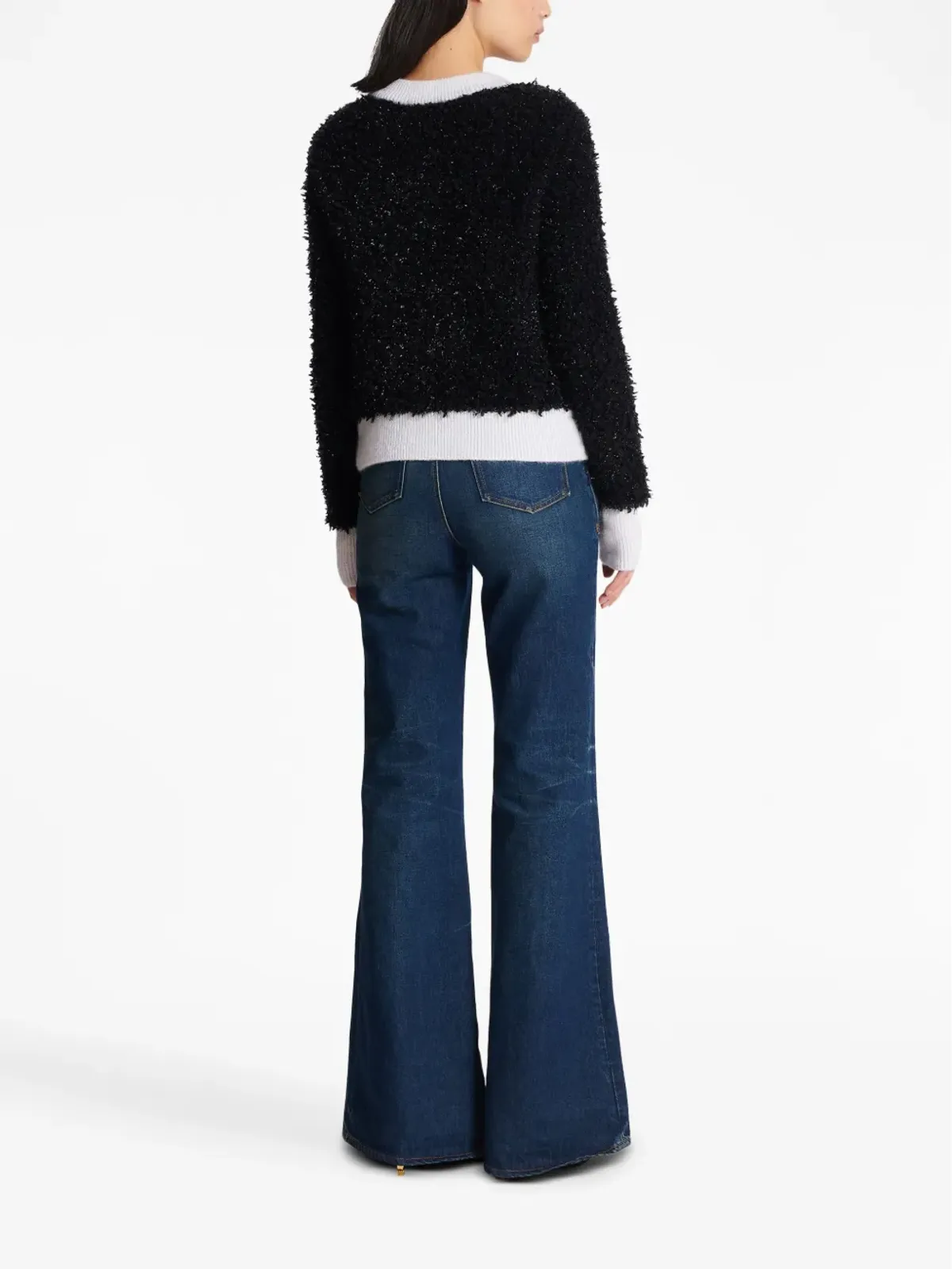 Balmain ブークレ×コントラストトリム ニットカーディガン - 画像4