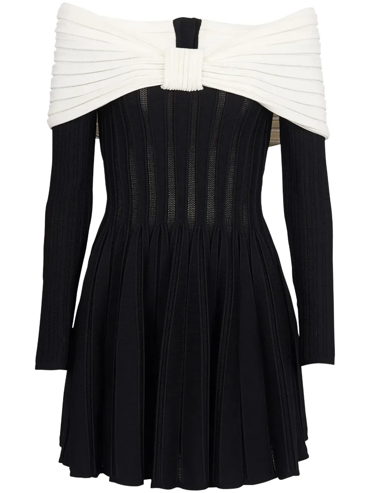 Balmain オフショルダーニットミニドレス - 画像1