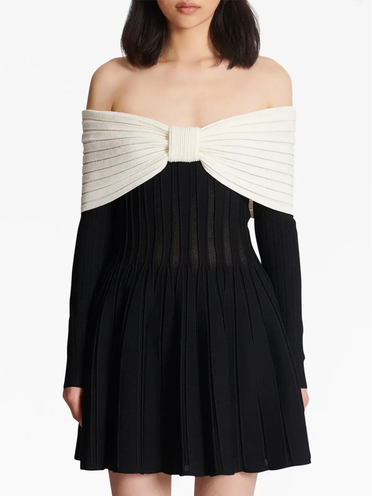 Balmain オフショルダーニットミニドレス - 画像5