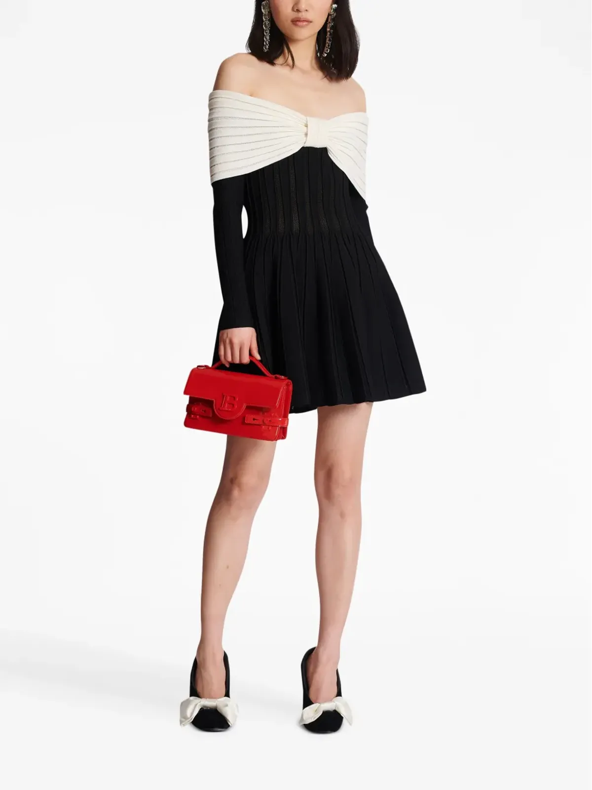 Balmain オフショルダーニットミニドレス - 画像2