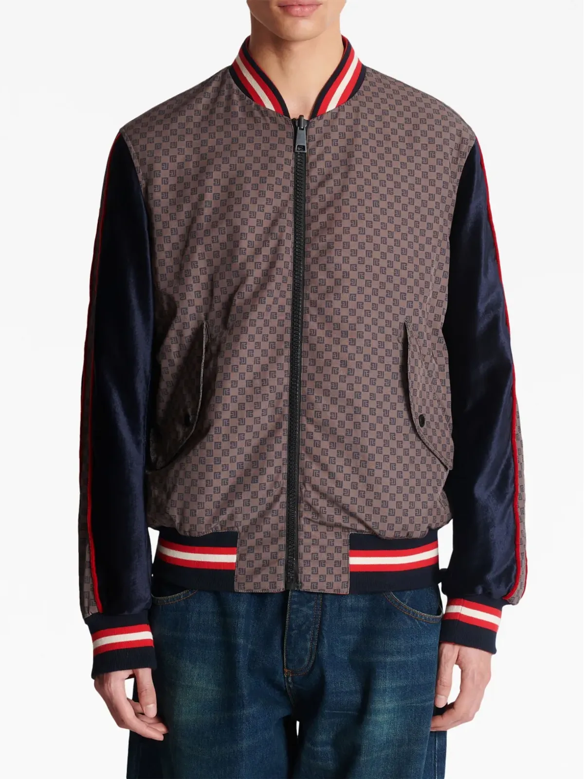 Balmain PBモノグラム ボンバー ジャケット（パープル） - 画像5