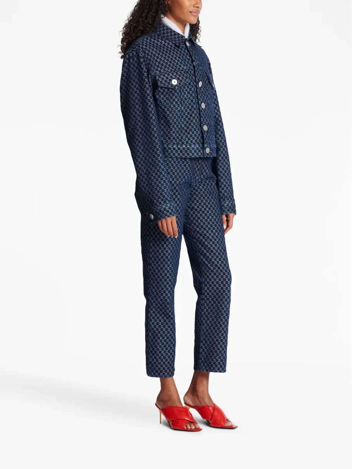 Balmain モノグラムプリント デニムジャケット - 画像3