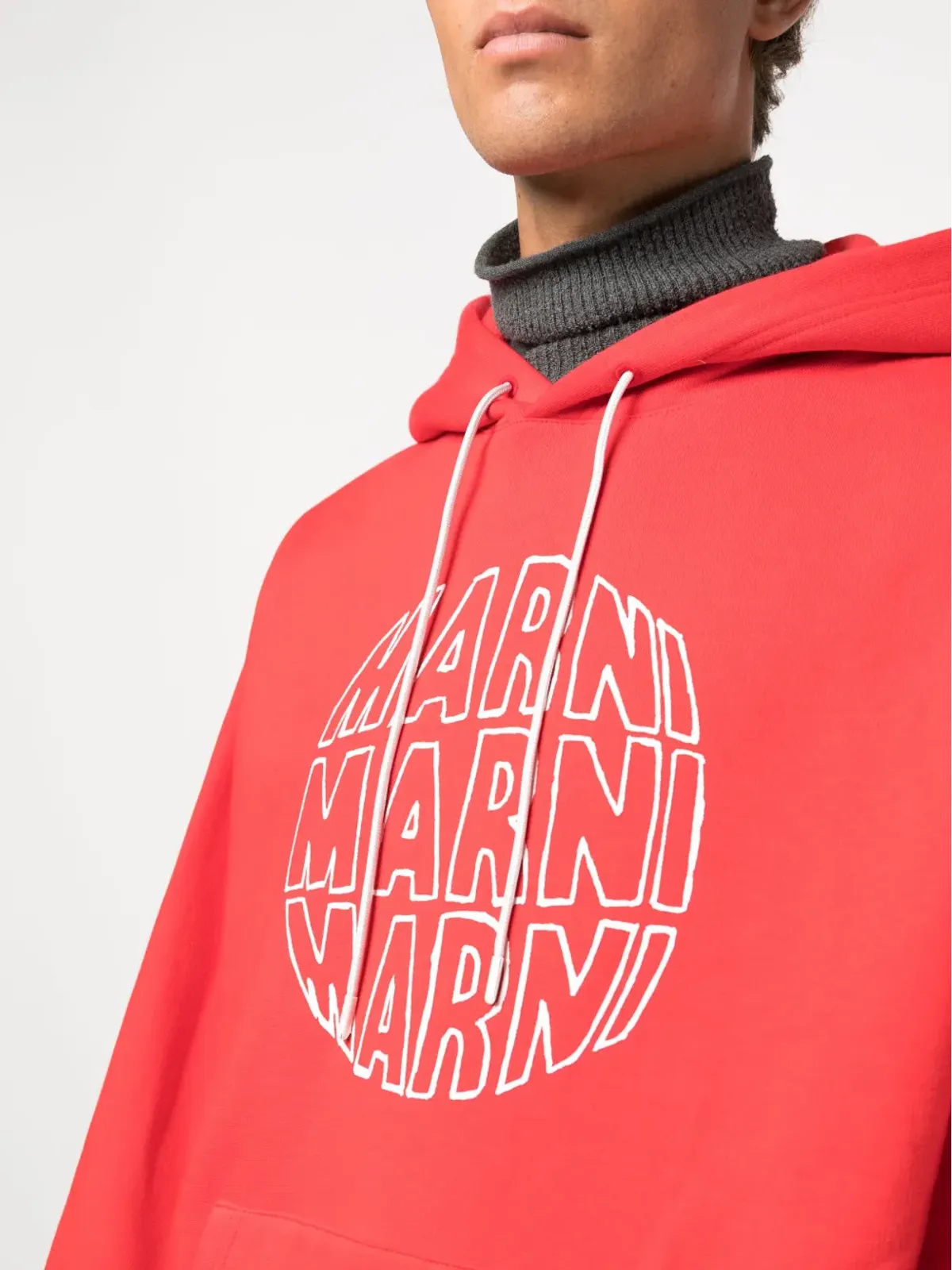 Marni ロゴプリント コットン フーディ - 画像5