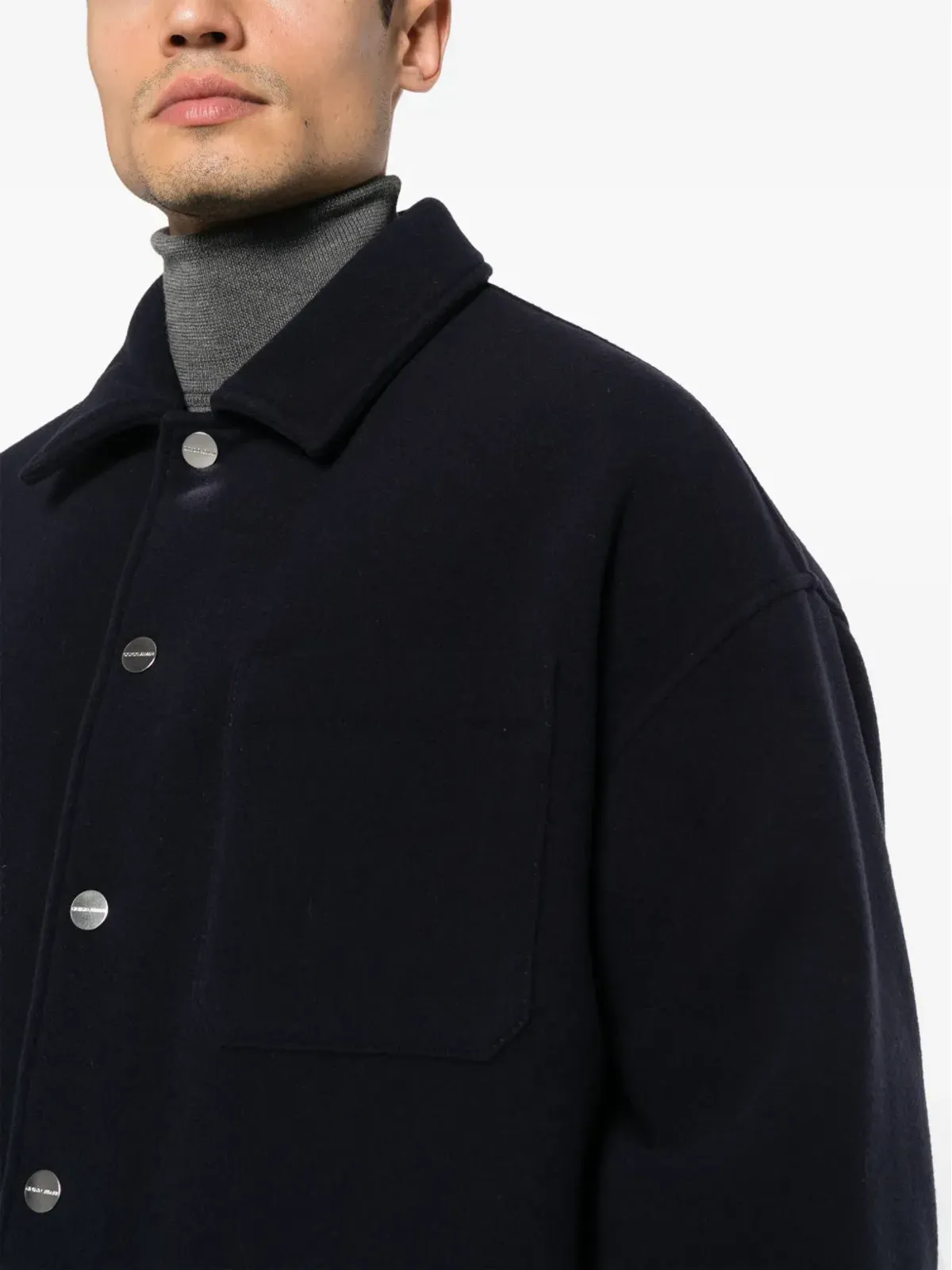 Giorgio Armani フェルテッド ヴァージンウール シャツジャケット - ブルー - 画像5