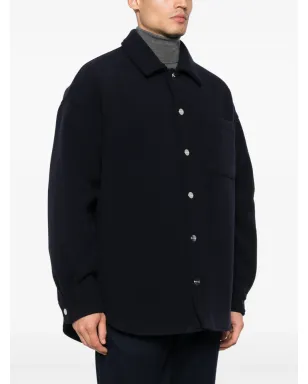 Giorgio Armani フェルテッド ヴァージンウール シャツジャケット - ブルー - サムネイル3
