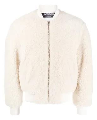 Jacquemus Le Blouson Pilou シアリング ボンバー ジャケット - ホワイト - サムネイル1