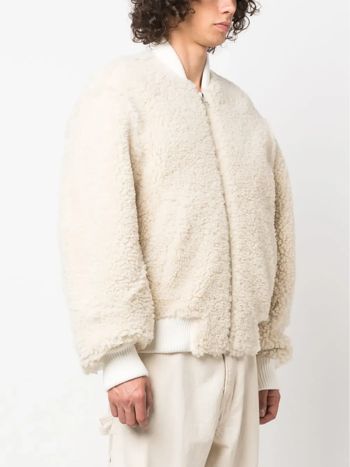 Jacquemus Le Blouson Pilou シアリング ボンバー ジャケット - ホワイト - 画像3