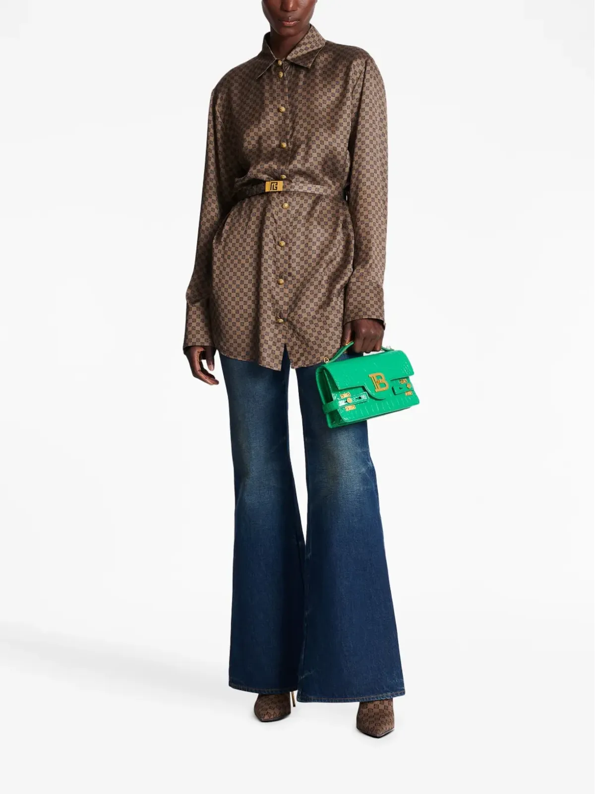 Balmain ミニモノグラムプリントシルクシャツ - 画像2