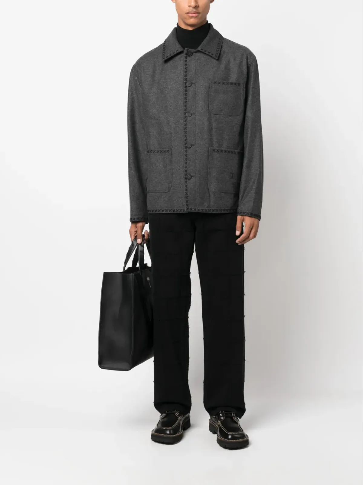 Golden Goose エンブロイダード ウール ジャケット グレー - 画像2