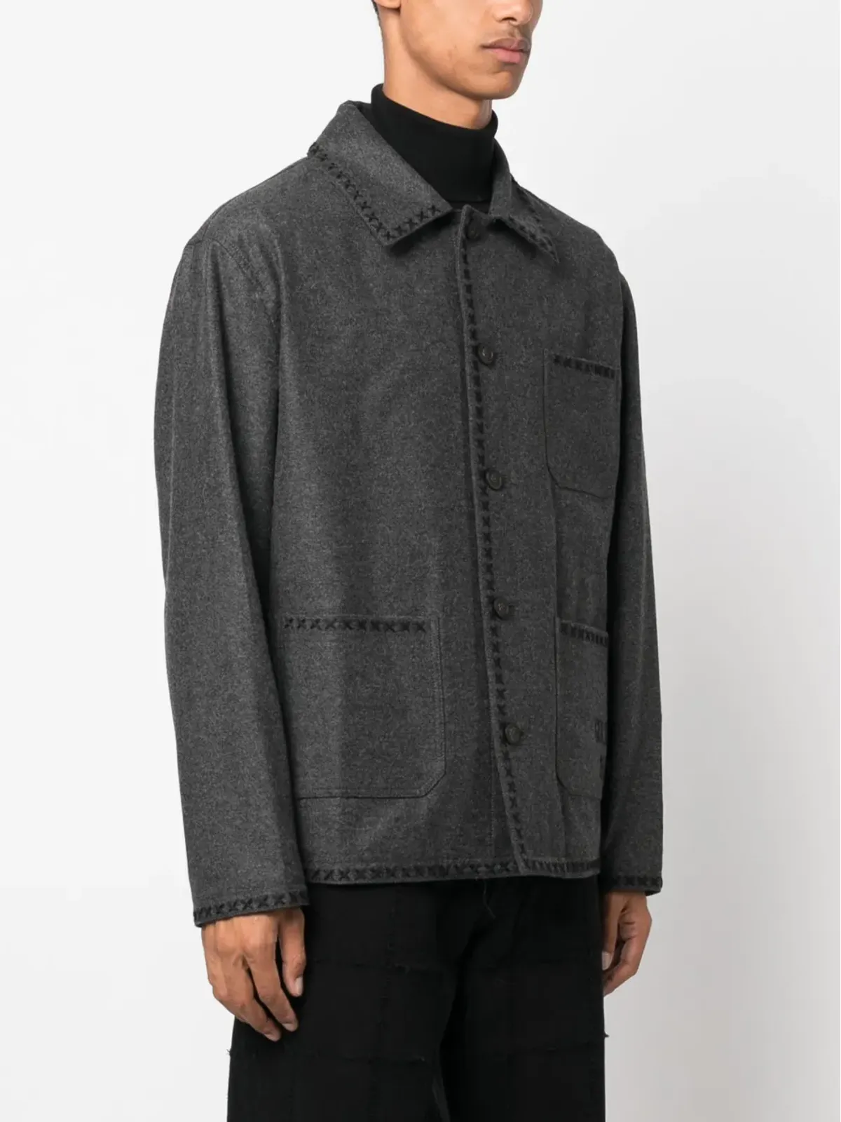 Golden Goose エンブロイダード ウール ジャケット グレー - 画像3