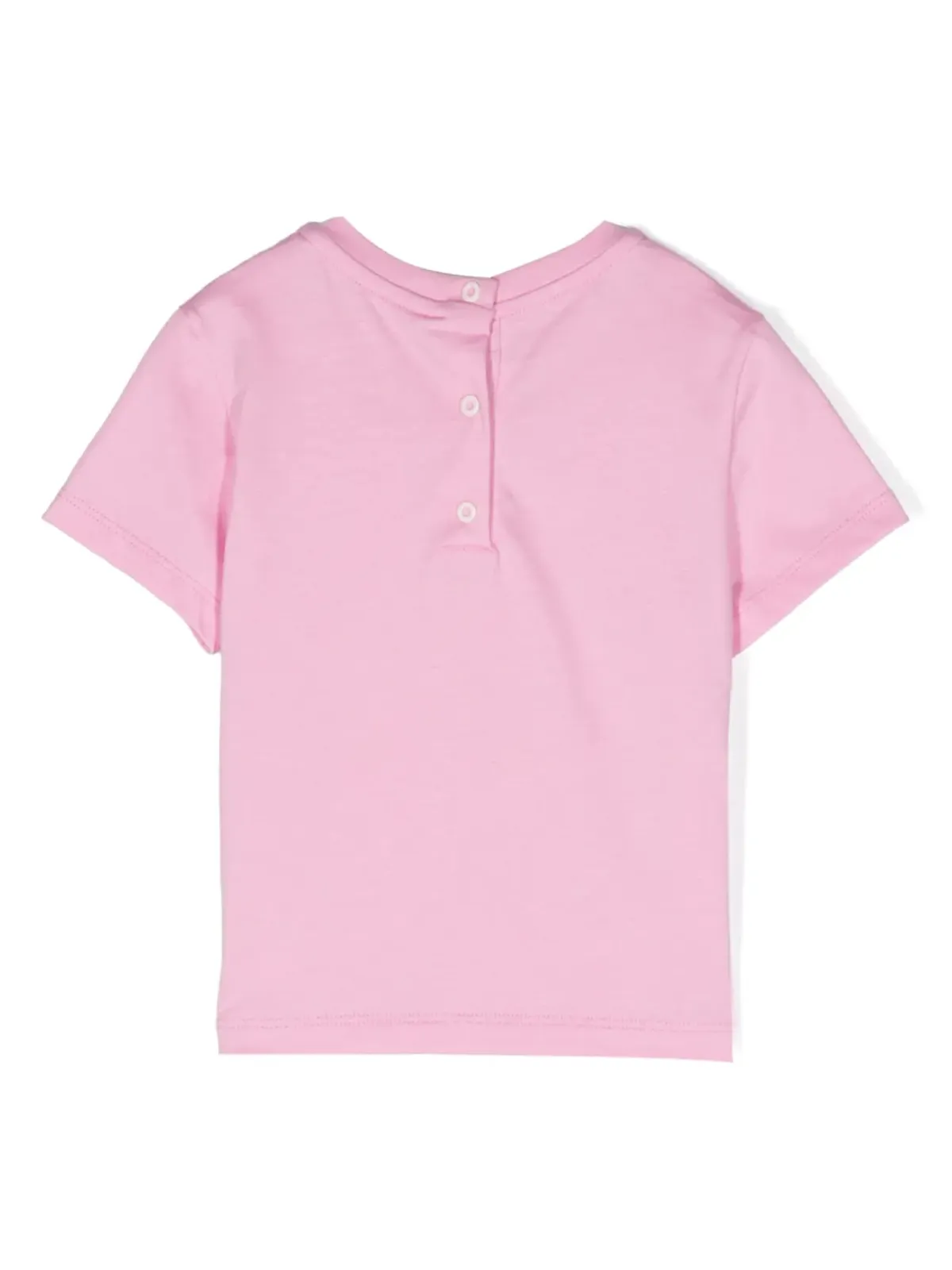 Fendi Kids フロックド・ロゴプリント コットンTシャツ ピンク - 画像2