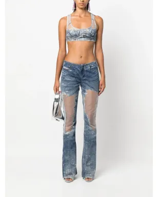 Diesel デニムパッチワーク メッシュトップ - サムネイル2