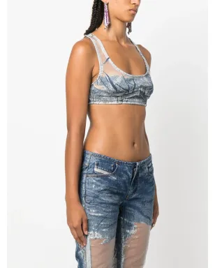 Diesel デニムパッチワーク メッシュトップ - サムネイル3