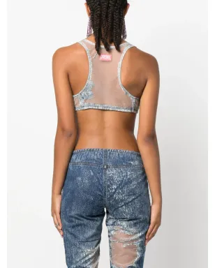 Diesel デニムパッチワーク メッシュトップ - サムネイル4