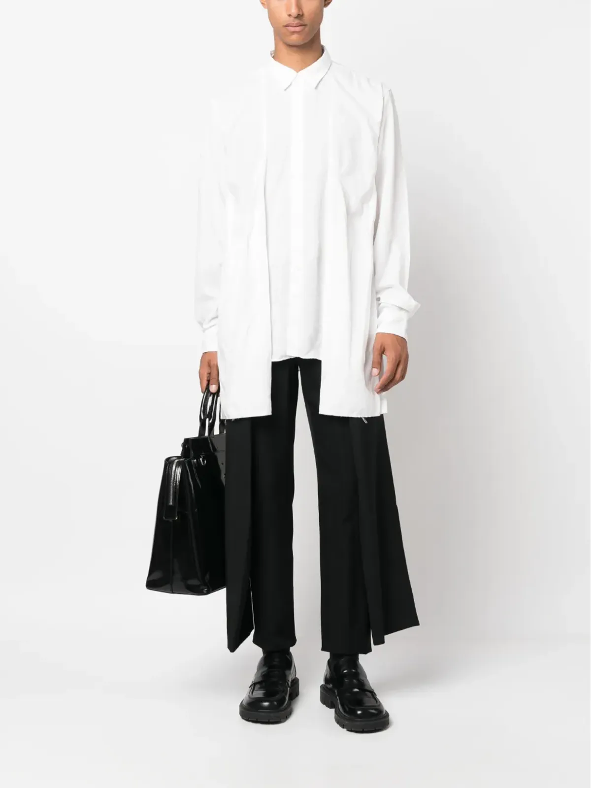 Comme des Garçons Homme Plus ドレープパネル・スリムフィット ウールパンツ - 画像2