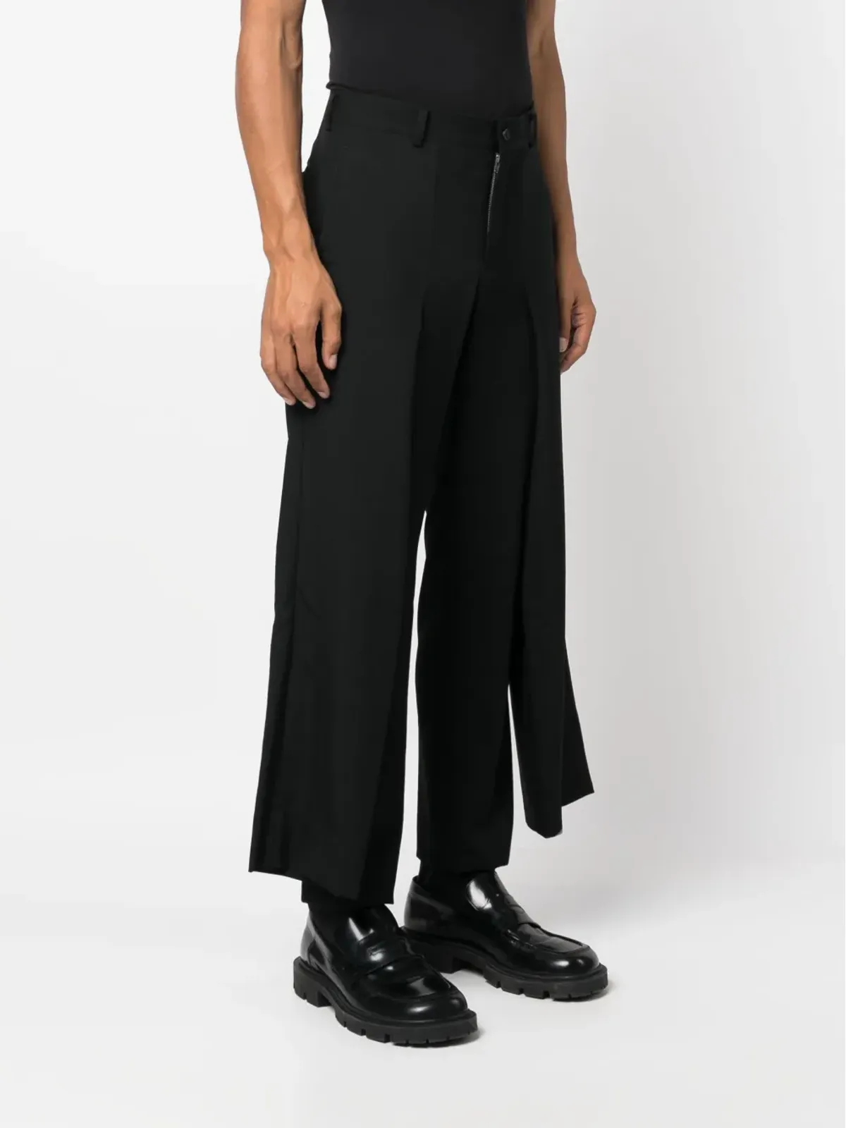 Comme des Garçons Homme Plus ドレープパネル・スリムフィット ウールパンツ - 画像3