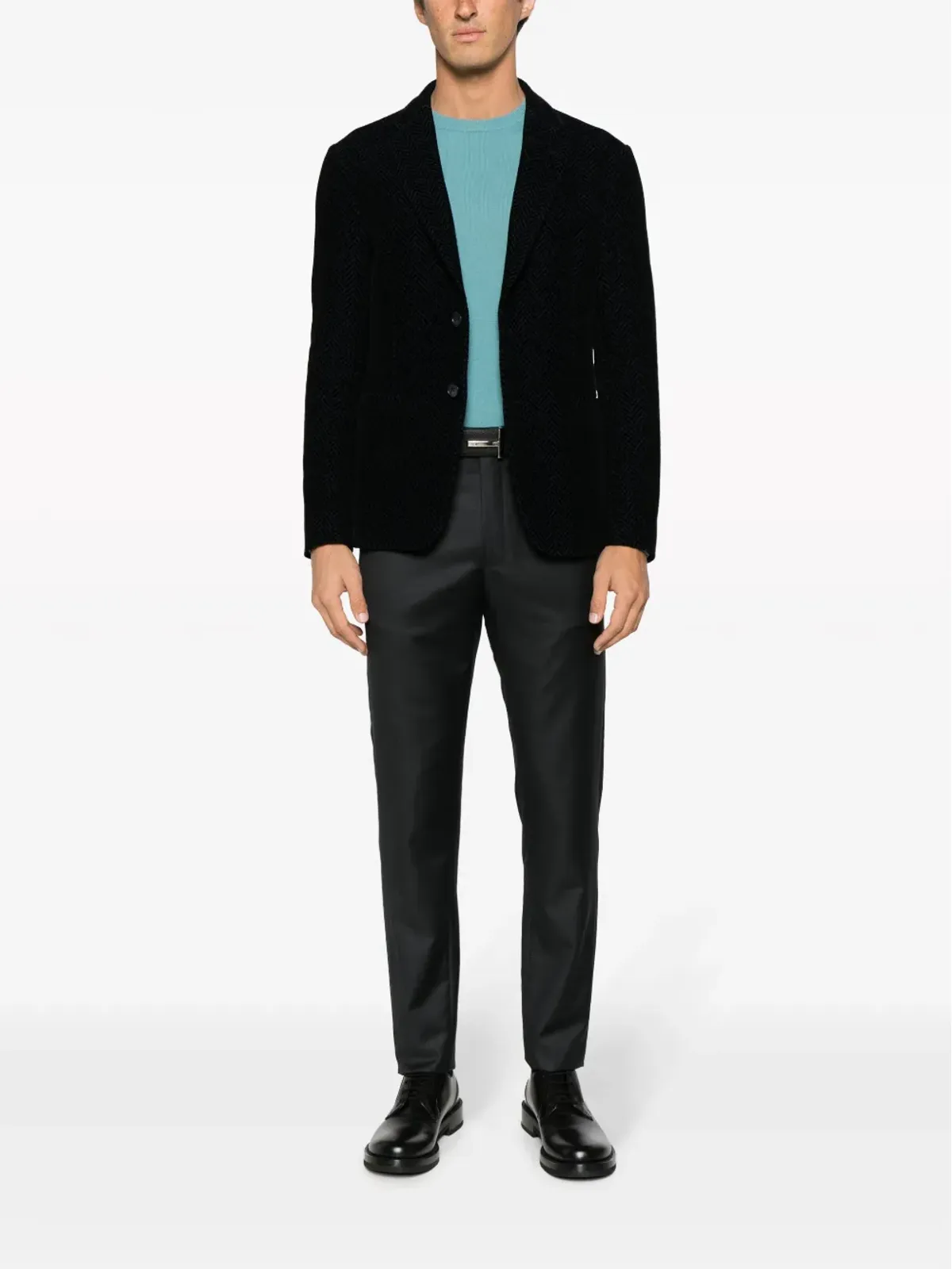 Giorgio Armani テクスチャード仕上げ ノッチド・ラペル ブレザー - 画像2