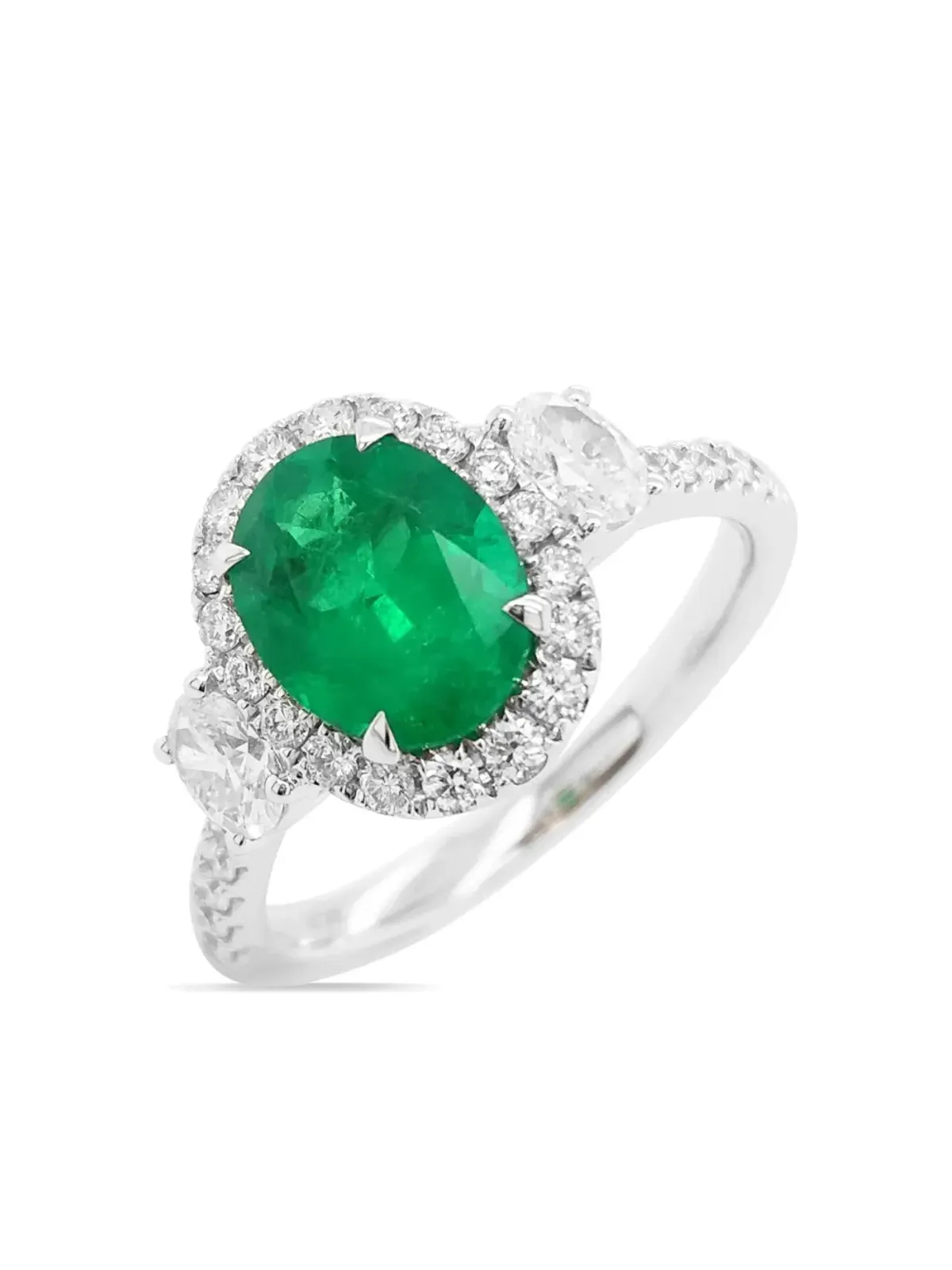 HYT Jewelry プラチナ ダイヤモンドとエメラルドのリング - 画像4