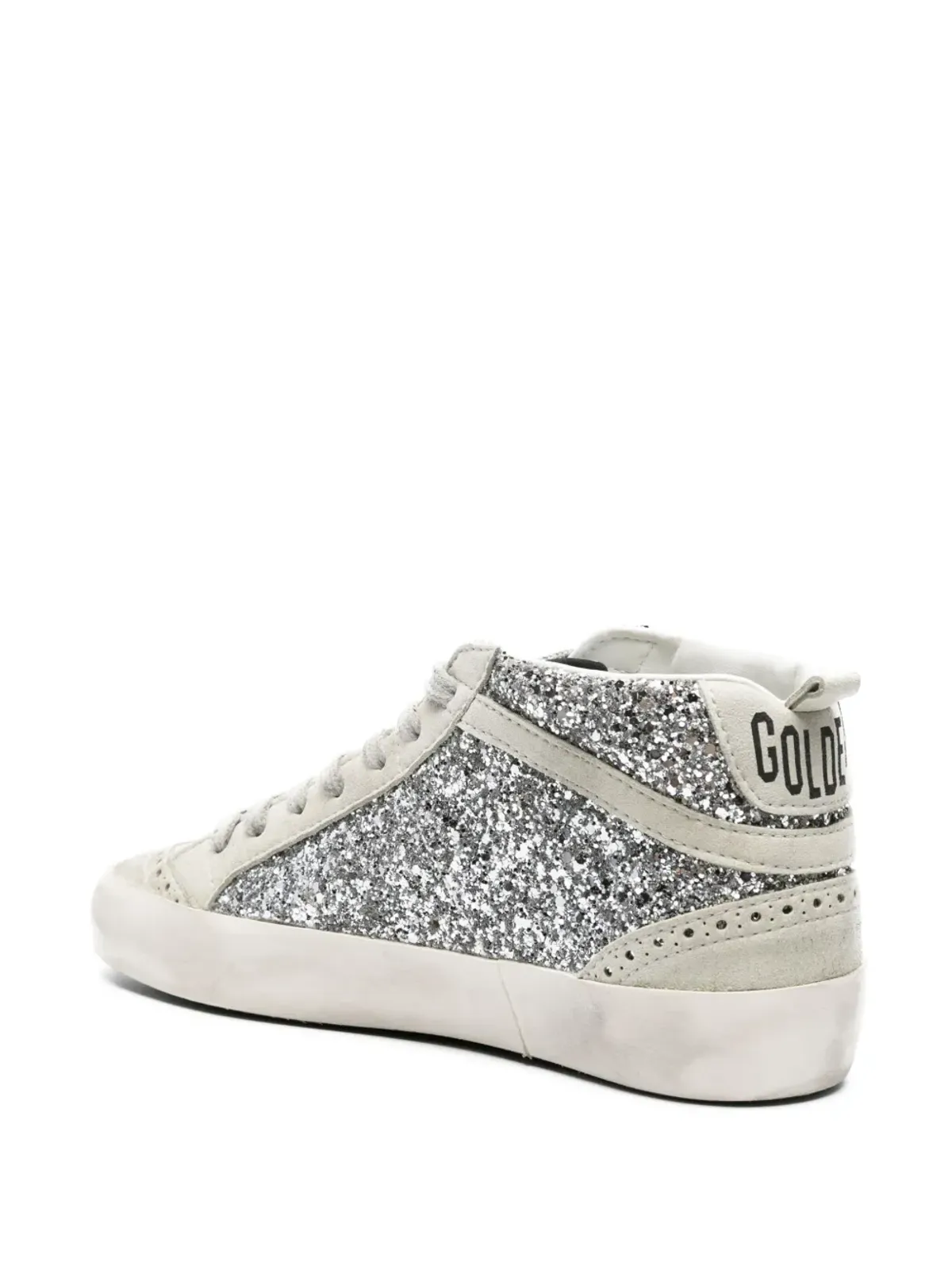 Golden Goose ミッドスター グリッター・ディテール レザー スニーカー - シルバー - 画像3