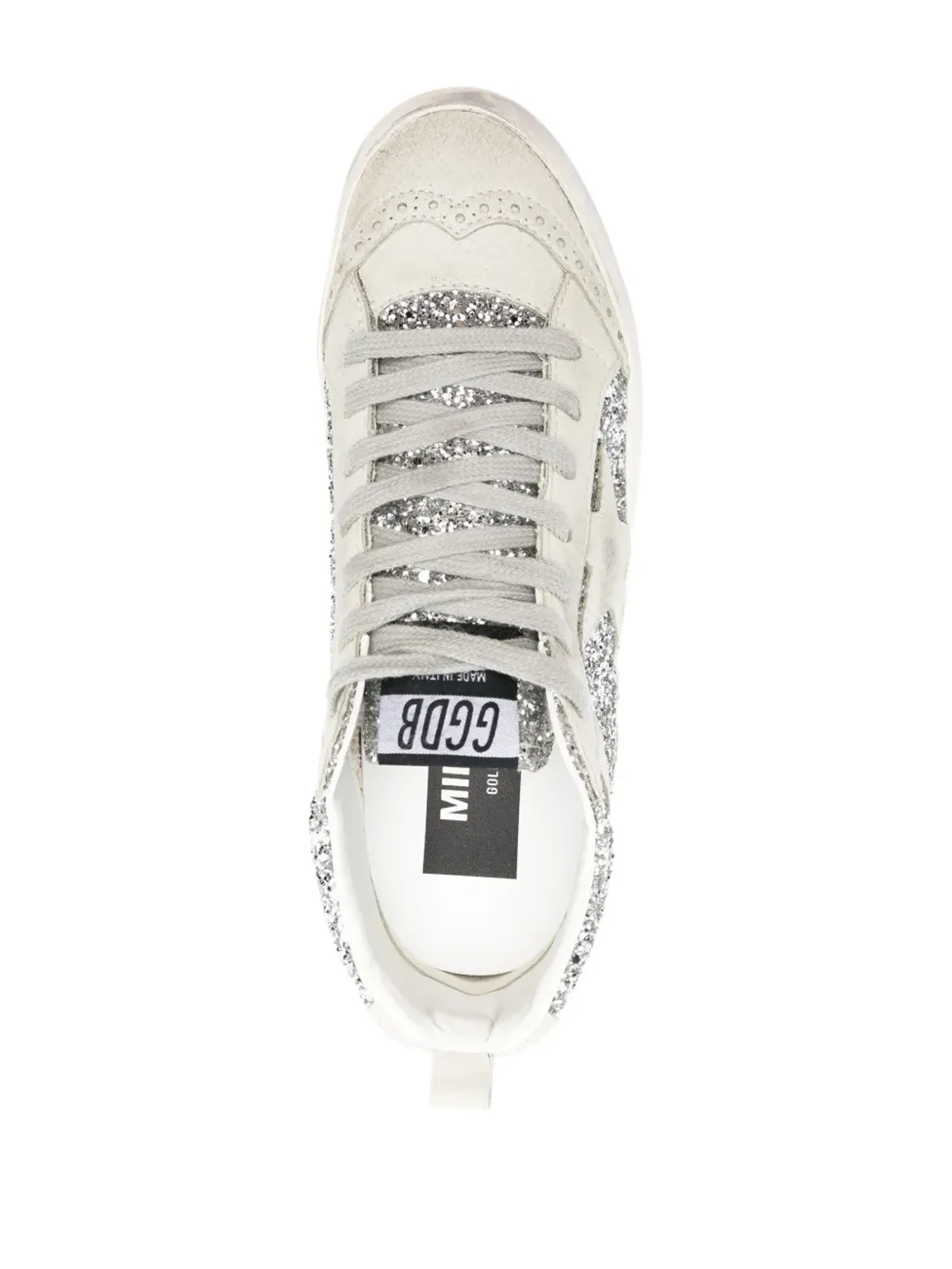 Golden Goose ミッドスター グリッター・ディテール レザー スニーカー - シルバー - 画像4