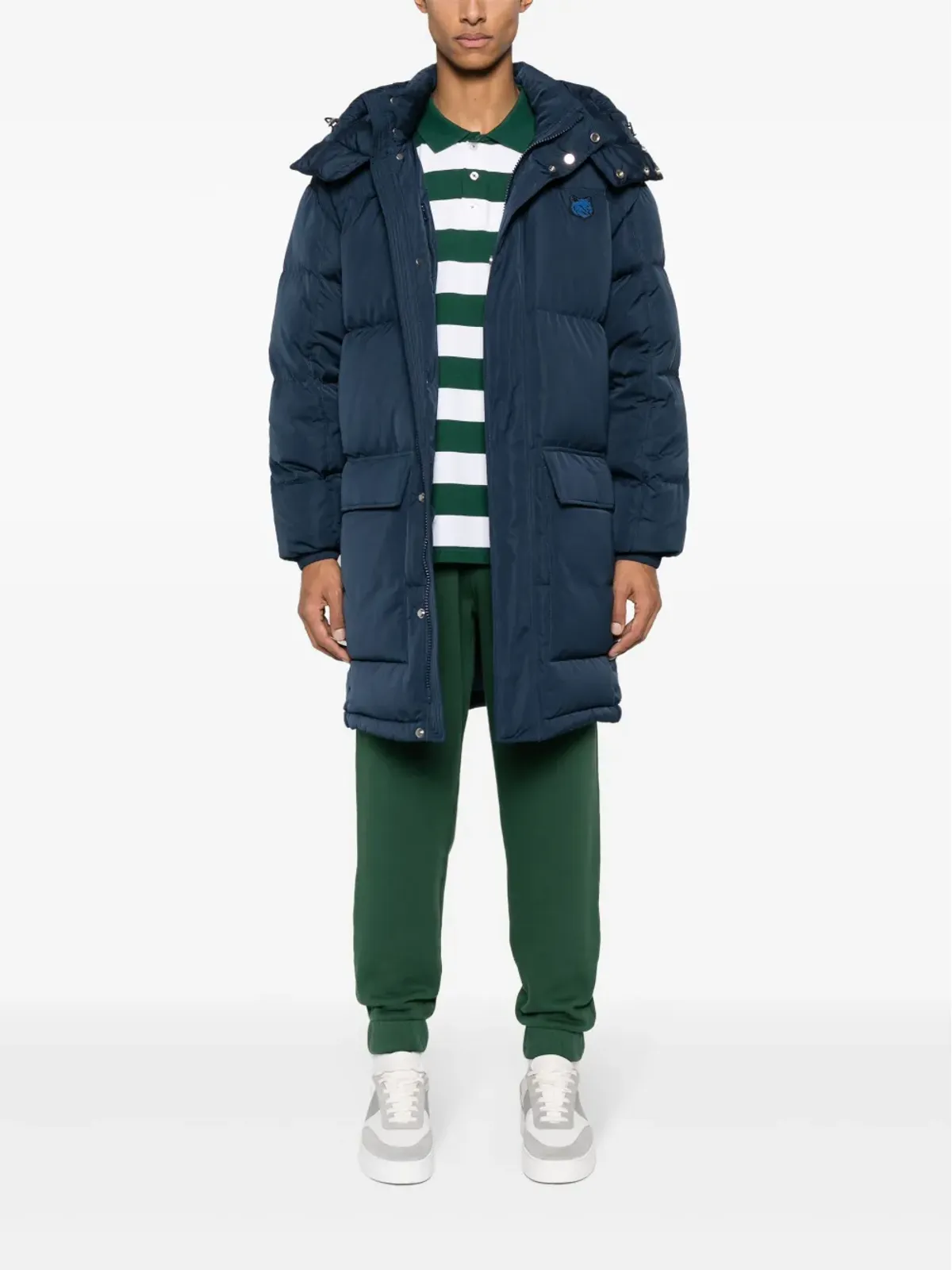 Maison Kitsuné フォックスアップリケ付きダウンコート ブルー - 画像2