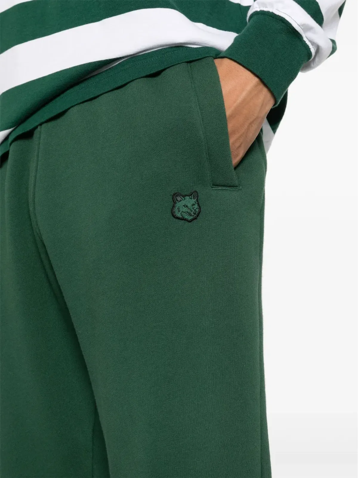 Maison Kitsuné フォックスアップリケ コットン トラックパンツ グリーン - 画像5