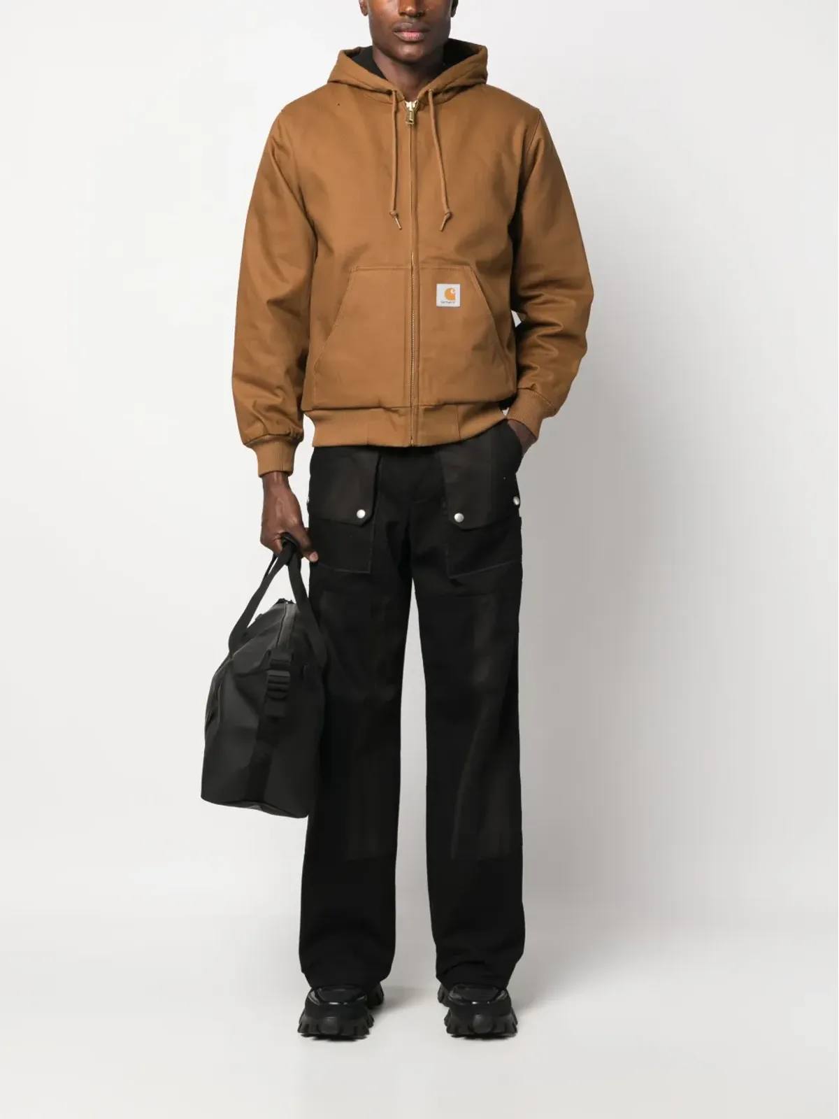 Carhartt WIP ロゴパッチ コットン フード付きジャケット - 画像2