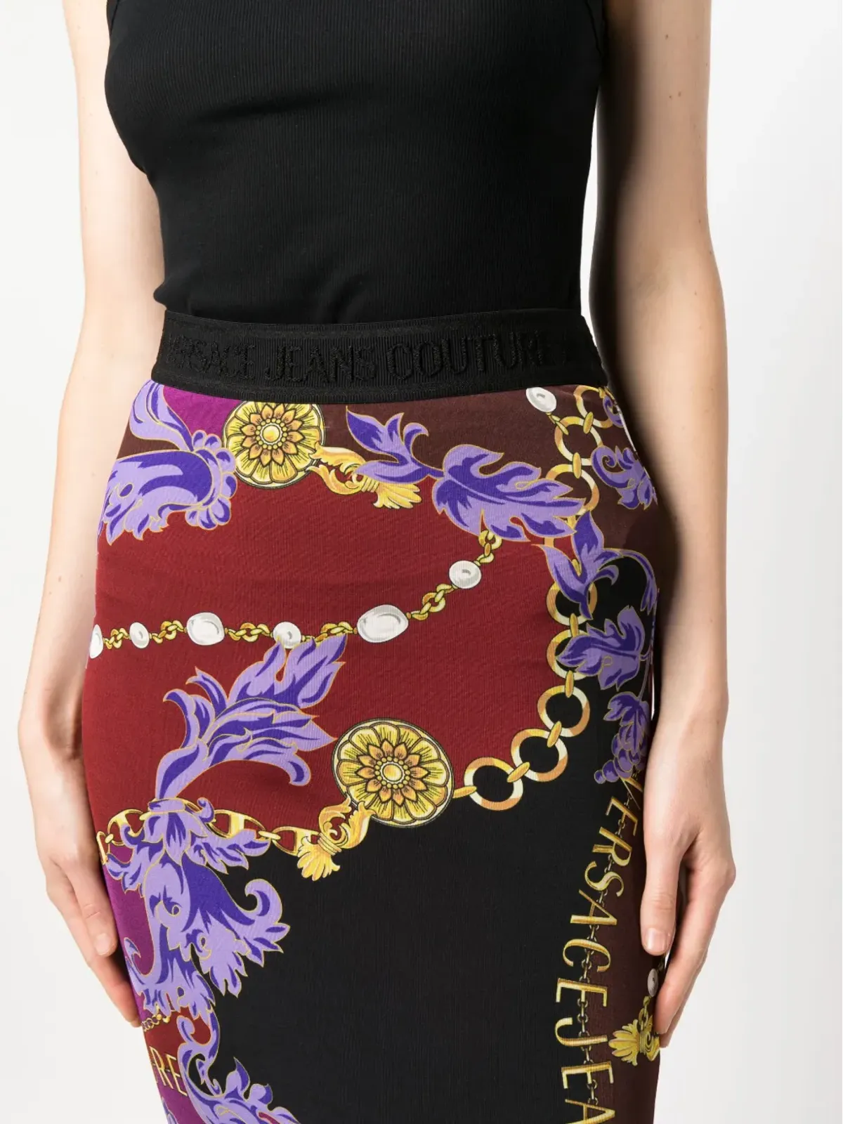 Versace Jeans Couture ロゴ クチュールプリント ミディスカート - 画像5