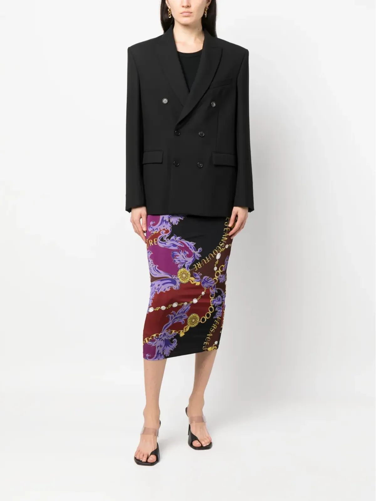 Versace Jeans Couture ロゴ クチュールプリント ミディスカート - 画像2