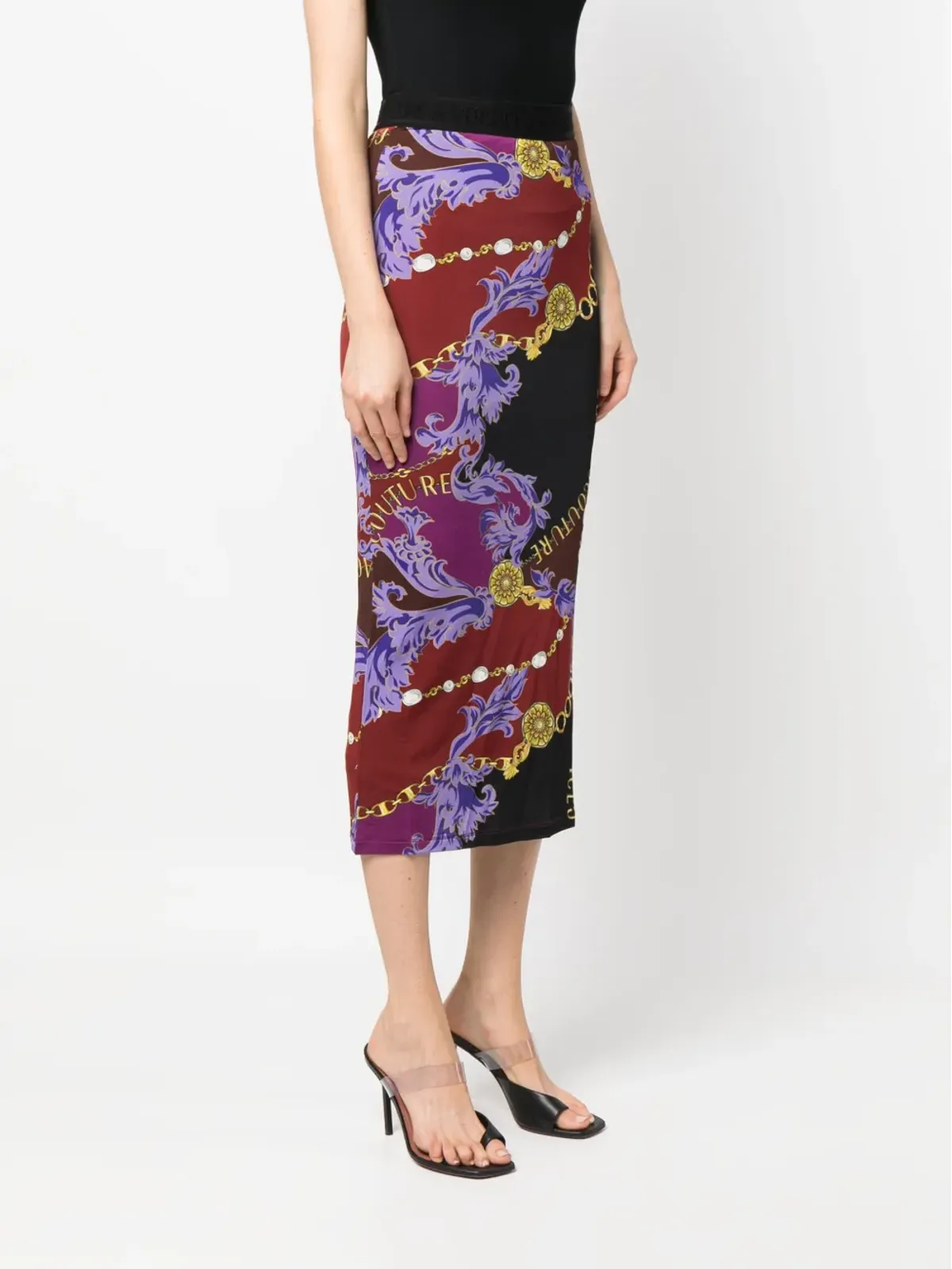 Versace Jeans Couture ロゴ クチュールプリント ミディスカート - 画像3