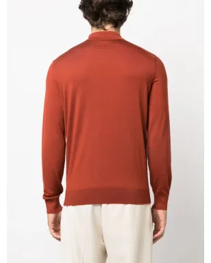 Zegna 長袖ニットポロシャツ オレンジ - サムネイル4