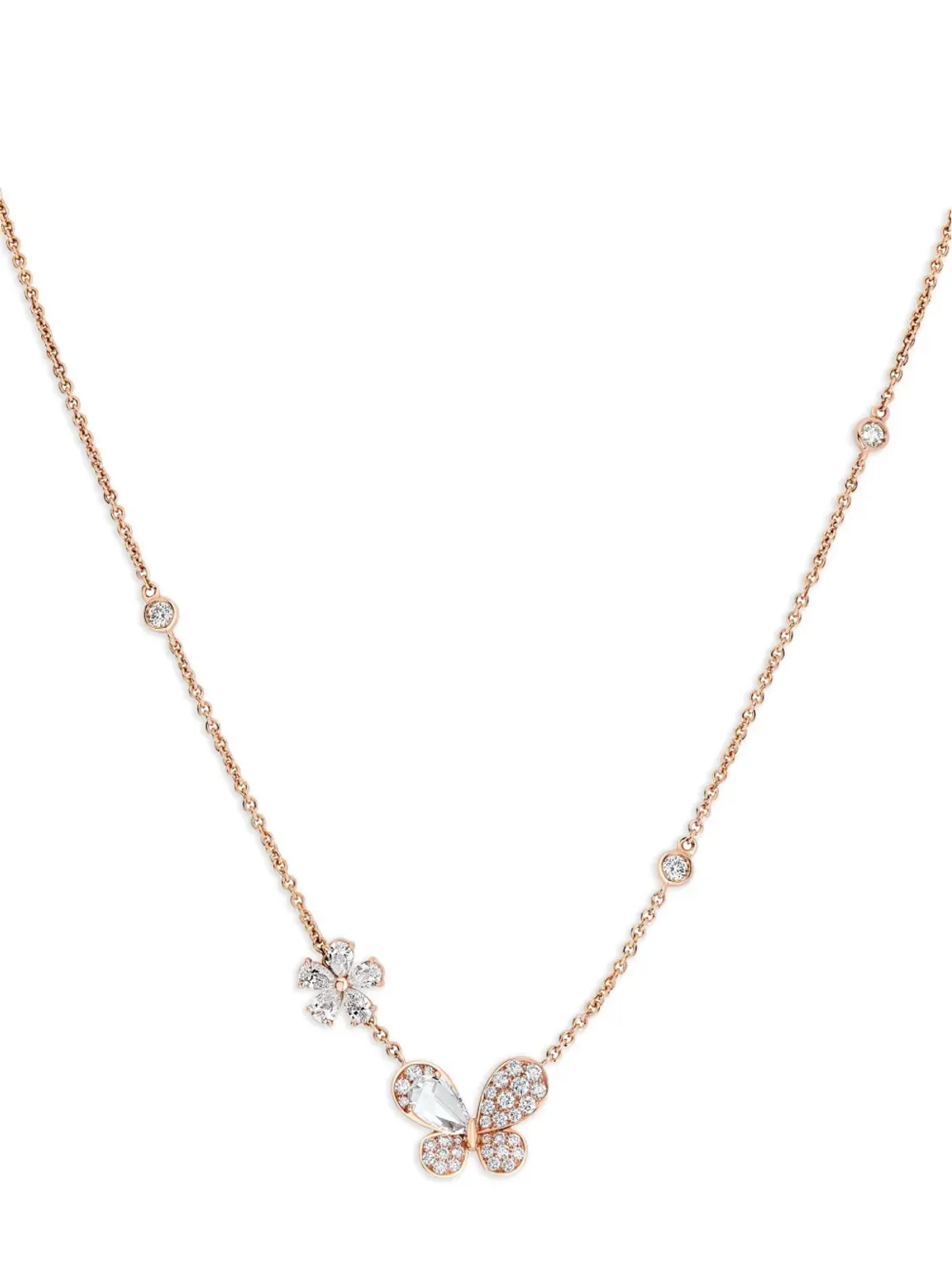 David Morris 18K ローズゴールド Pixie ダイヤモンド ネックレス ピンク - 画像3