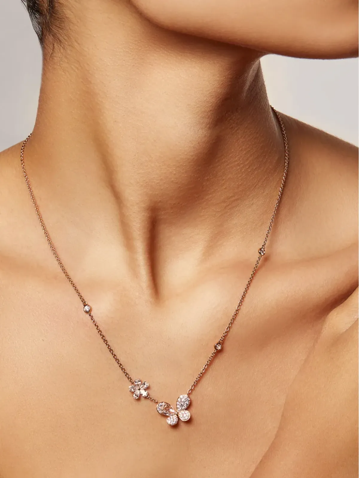 David Morris 18K ローズゴールド Pixie ダイヤモンド ネックレス ピンク - 画像4