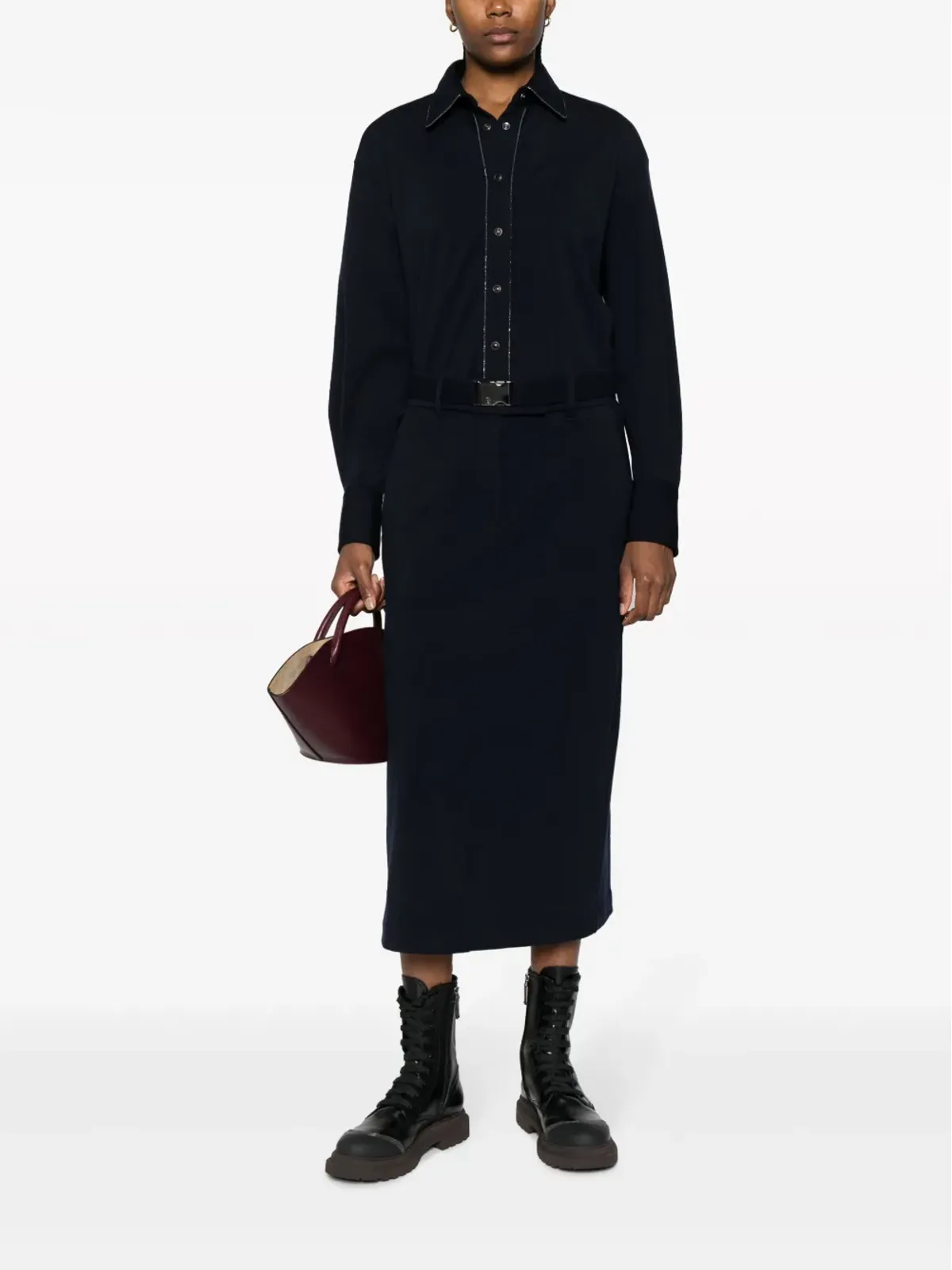 Brunello Cucinelli モニリチェーン付きシャツドレス - ブルー - 画像2
