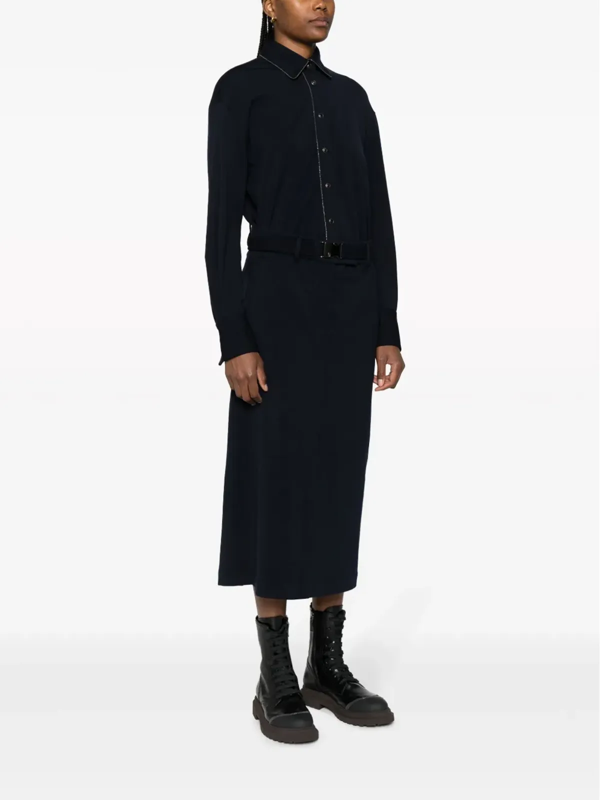 Brunello Cucinelli モニリチェーン付きシャツドレス - ブルー - 画像3