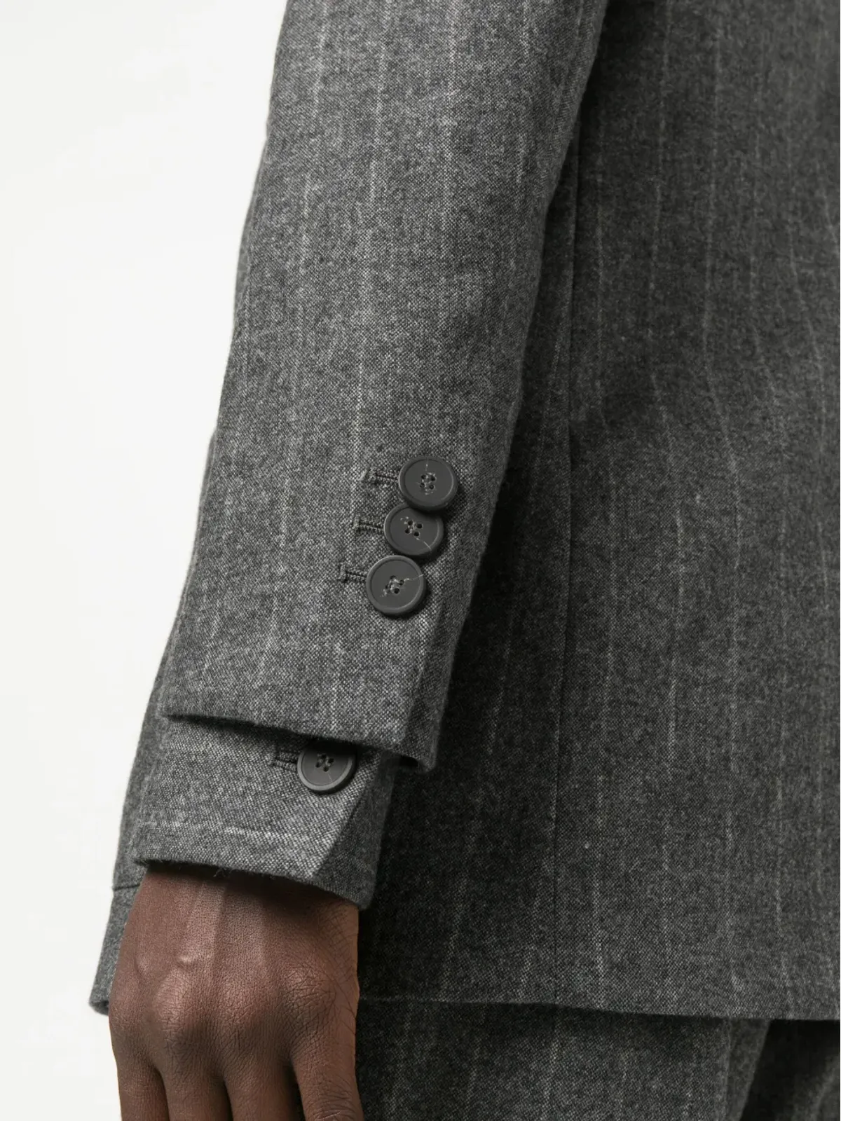 Emporio Armani グレーのピンストライプ柄・シングルブレストブレザー - 画像5