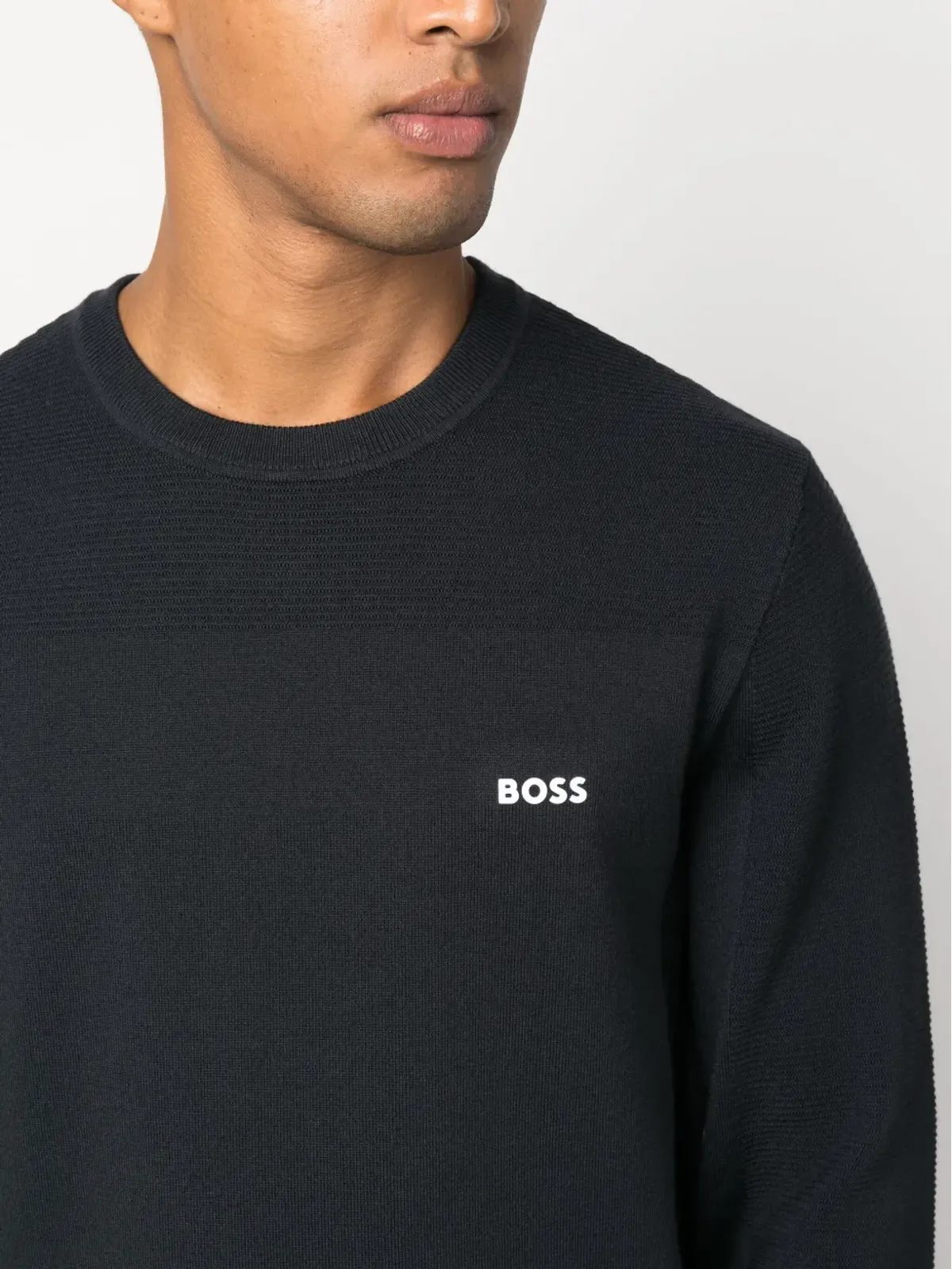 BOSS ロゴパッチ入り丸首ジャンパー - 画像5
