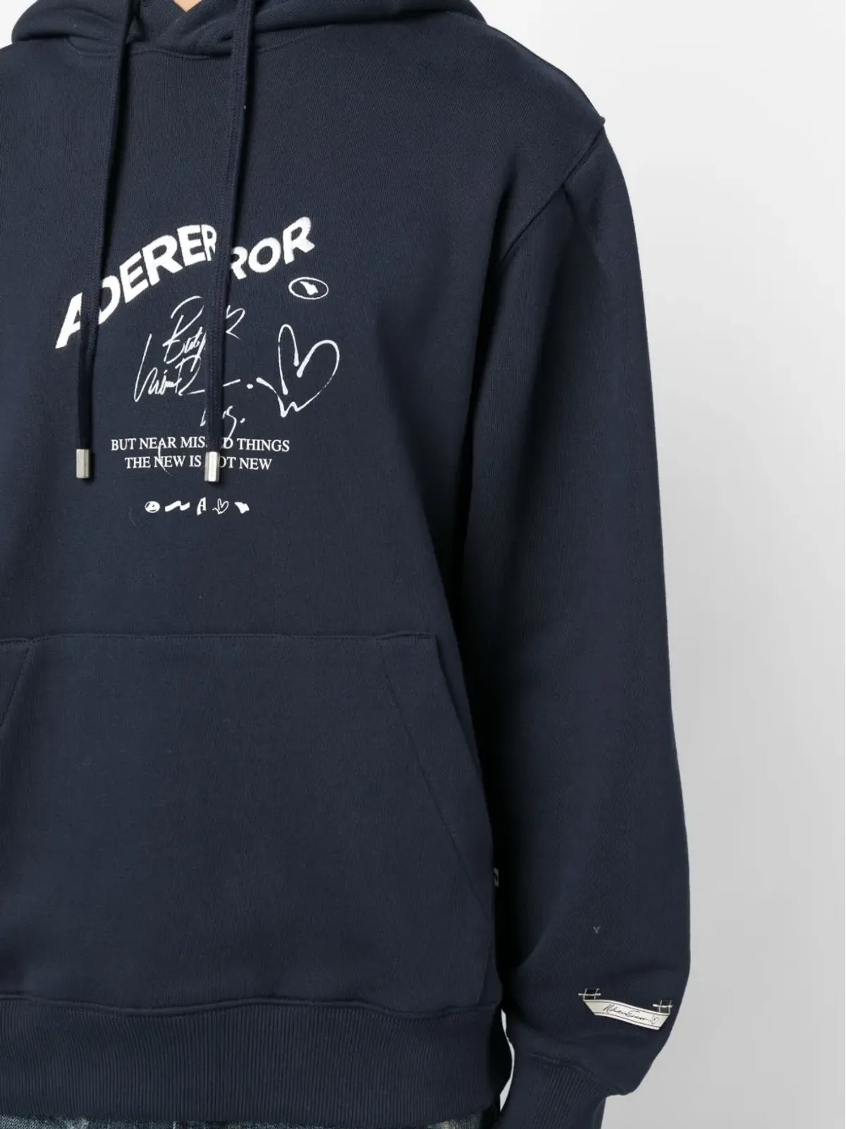Ader Error ロゴプリント ドローストリング フード付きパーカー ブルー - 画像5